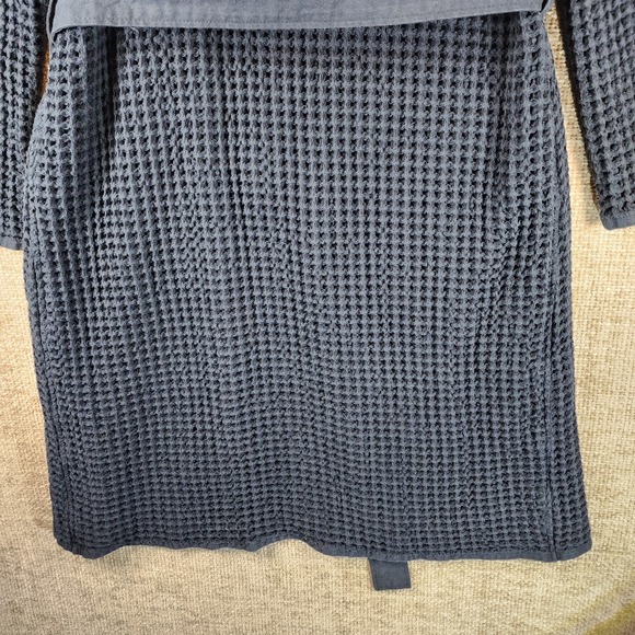 Onsen Waffle Knit 100% Supima Cotton Hooded Robe Unisex M Navy Blue - Picture 11 of 14